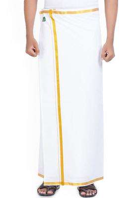 White Solid Cotton Dhoti For Men 