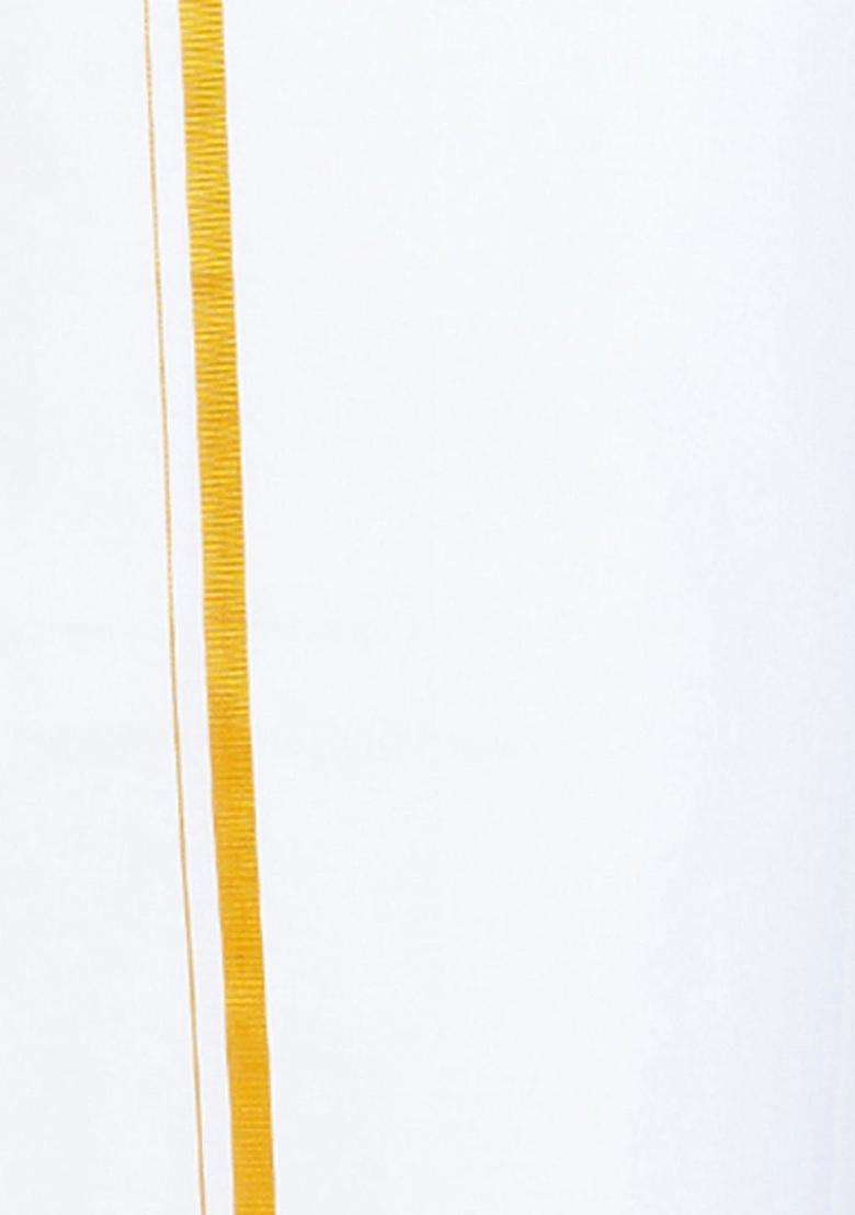 White Solid Cotton Dhoti For Men  - Indya