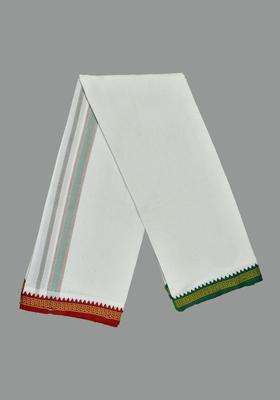 White Solid Cotton Dhoti For Men 