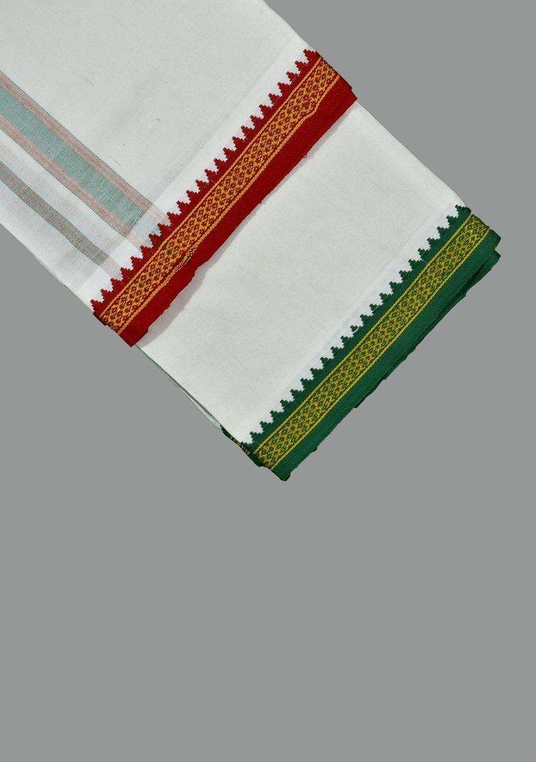 White Solid Cotton Dhoti For Men  - Indya