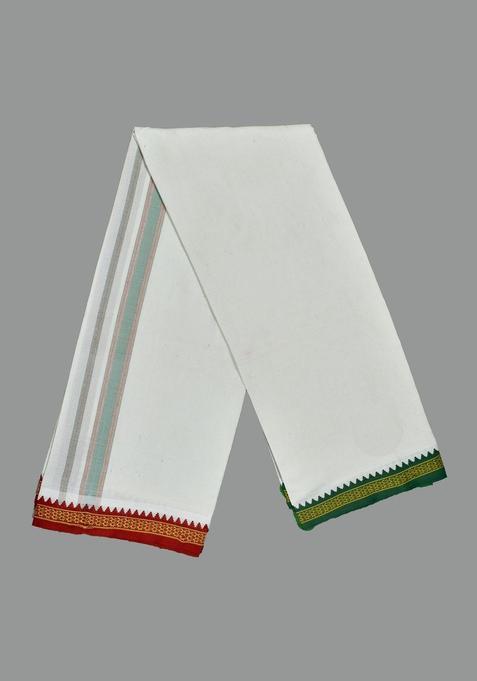 White Solid Cotton Dhoti For Men 
