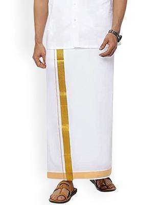 White Solid Cotton Dhoti For Men 