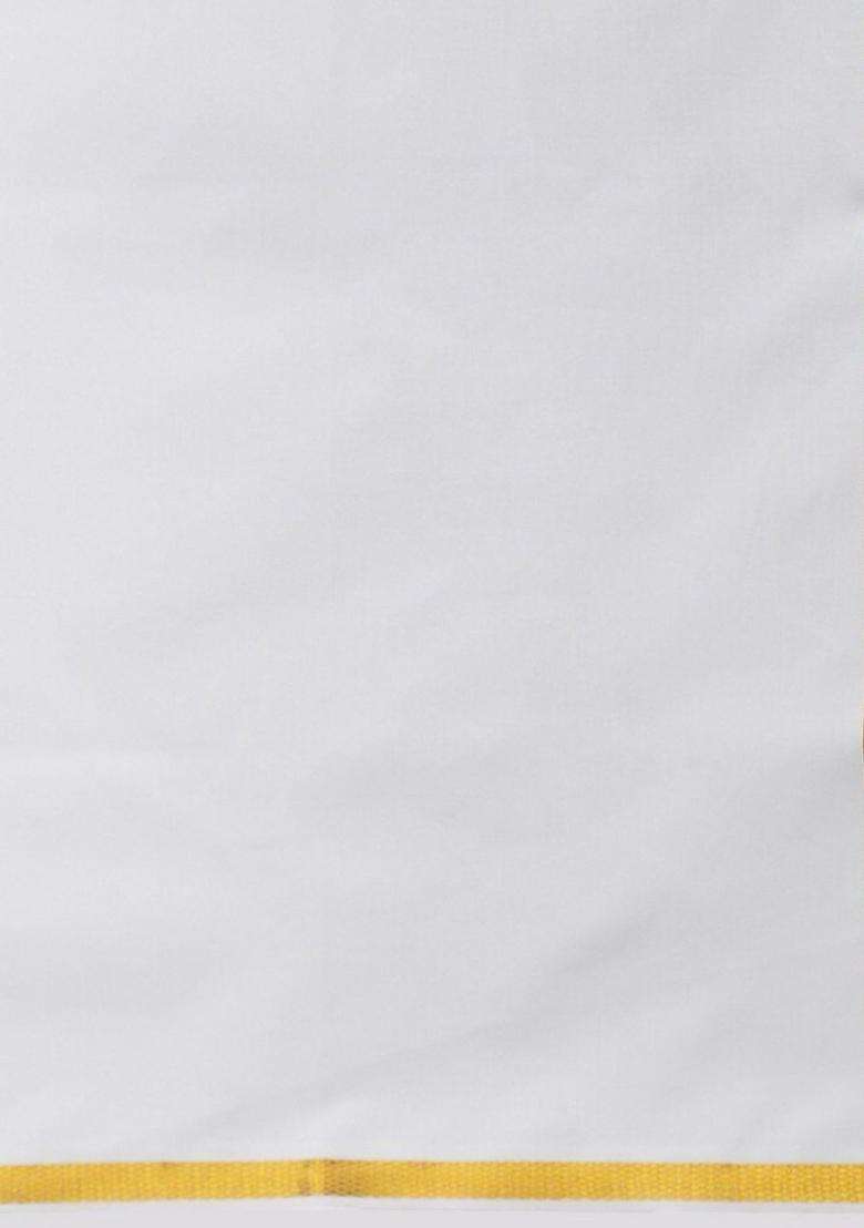 White Solid Cotton Dhoti For Men  - Indya