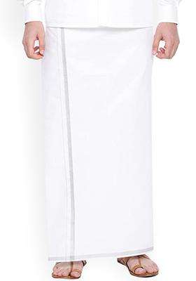 White Solid Cotton Dhoti For Men 