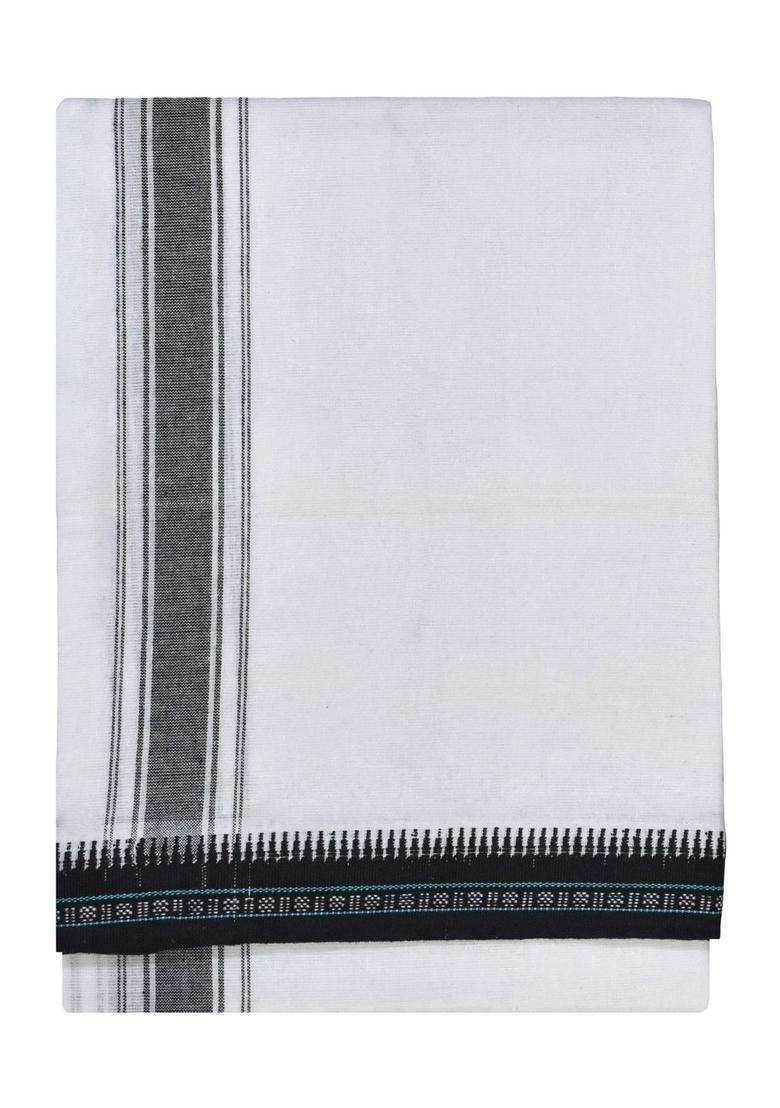 White Solid Cotton Dhoti For Men  - Indya
