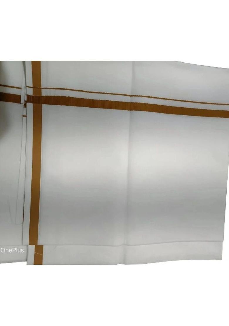 White Striped Cotton Dhoti For Men  - Indya