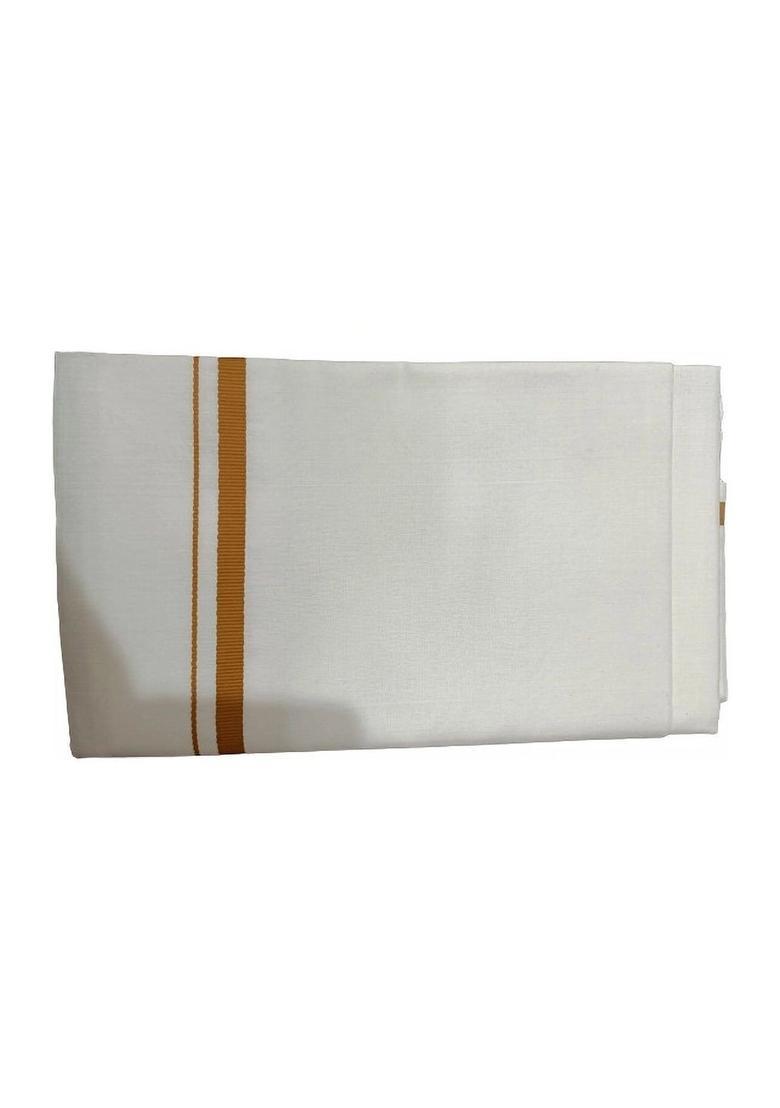 White Striped Cotton Dhoti For Men  - Indya