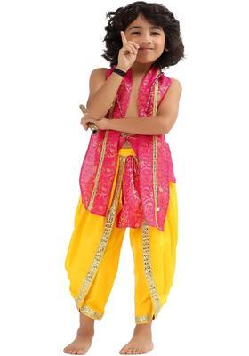 Pink Woven Design Polyester Costume For Boys 