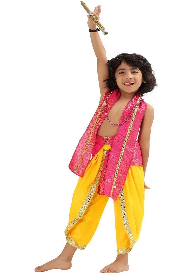 Pink Woven Design Polyester Costume For Boys  - Indya