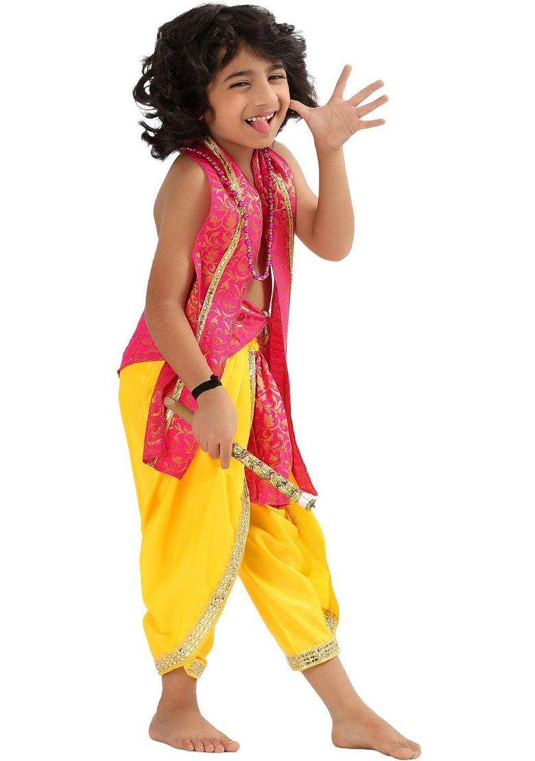 Pink Woven Design Polyester Costume For Boys  - Indya