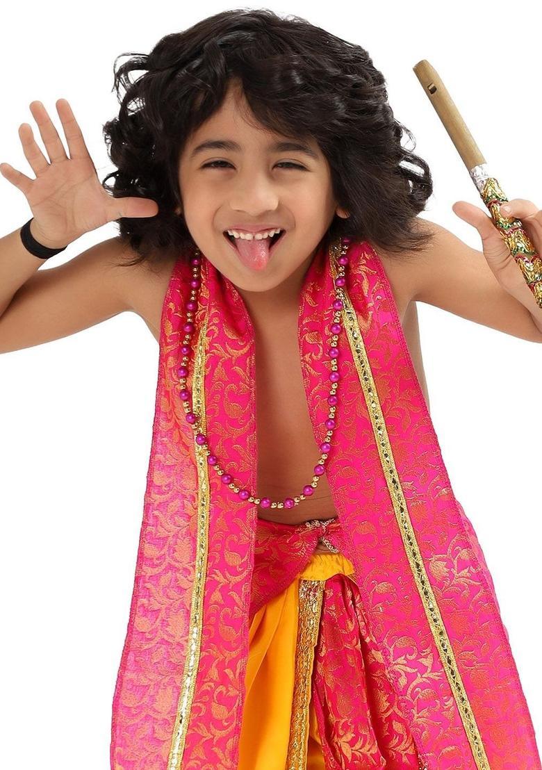Pink Woven Design Polyester Costume For Boys  - Indya