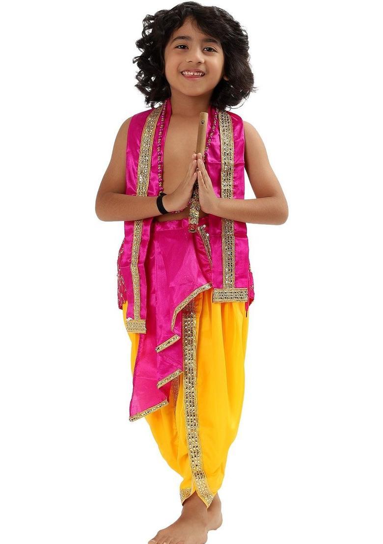 Pink Embroidered Polyester Costume For Boys  - Indya