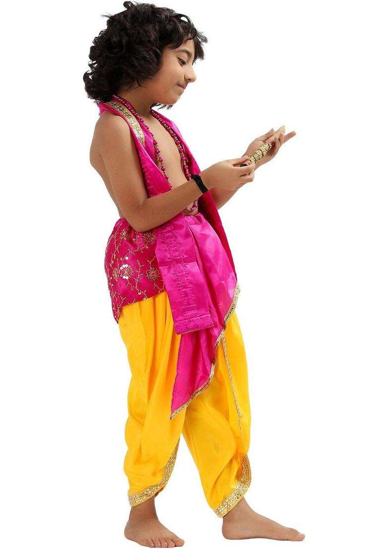 Pink Embroidered Polyester Costume For Boys  - Indya