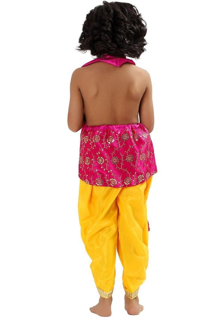 Pink Embroidered Polyester Costume For Boys  - Indya