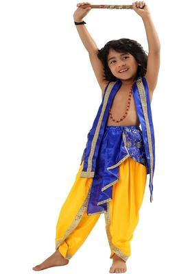 Blue Embroidered Polyester Costume For Boys 