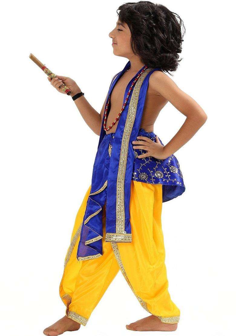 Blue Embroidered Polyester Costume For Boys  - Indya