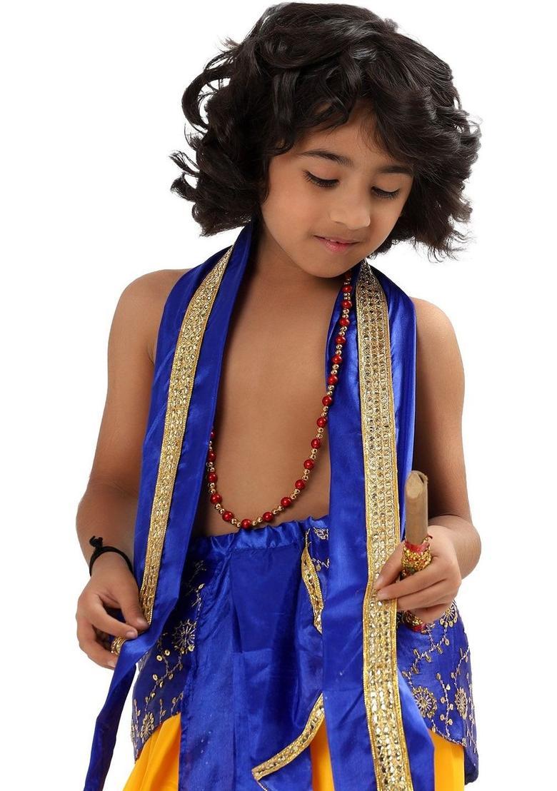 Blue Embroidered Polyester Costume For Boys  - Indya