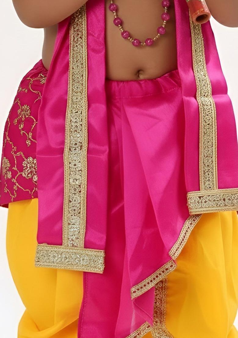 Pink Embroidered Polyester Costume For Boys  - Indya