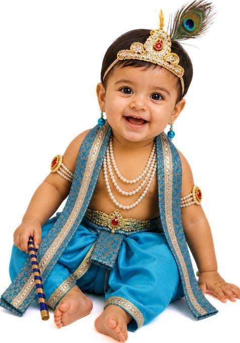 Blue Self Design Silk Costume For Boys 