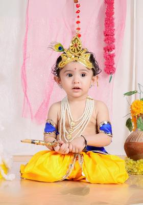 Blue Solid Silk Costume For Boys 
