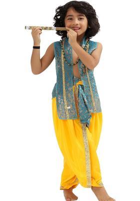 Yellow Woven Design Polyester Costume For Boys 