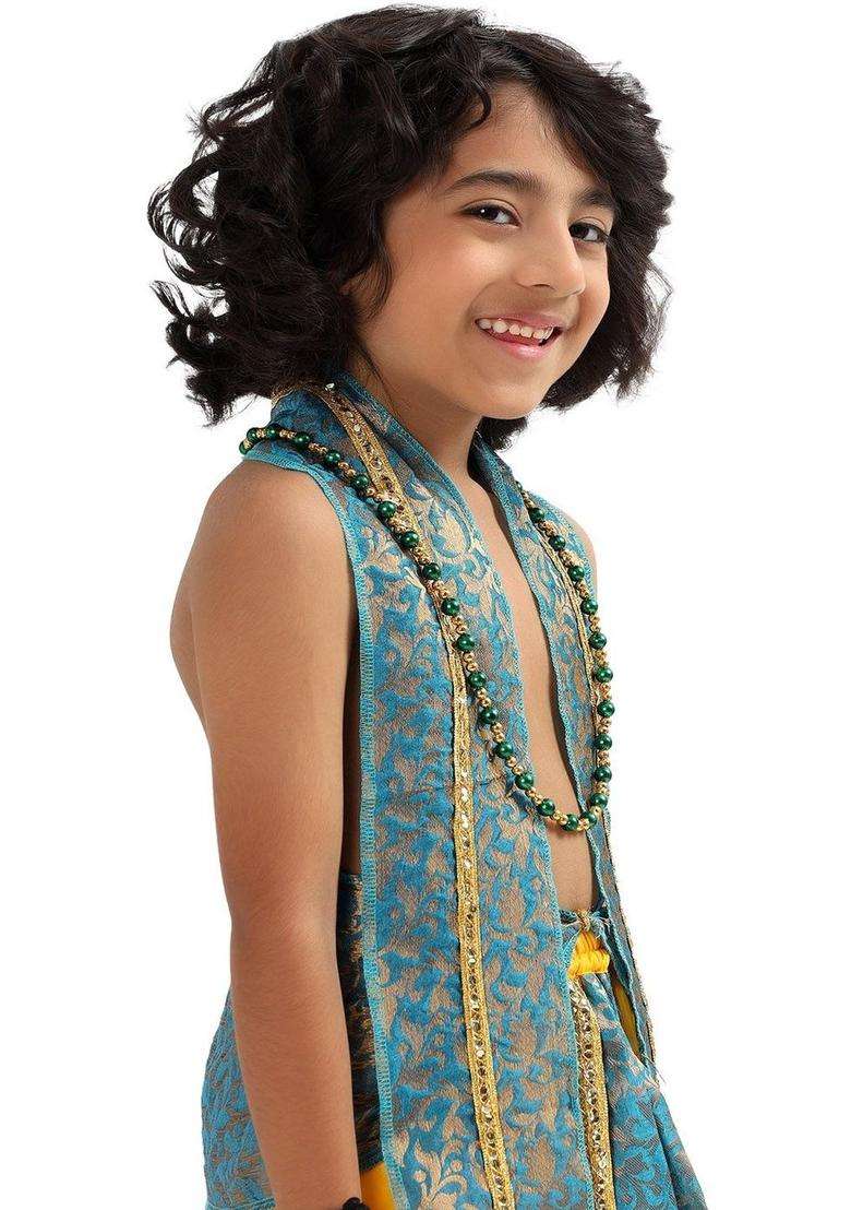 Yellow Woven Design Polyester Costume For Boys  - Indya