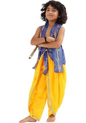 Yellow Woven Design Polyester Costume For Boys 