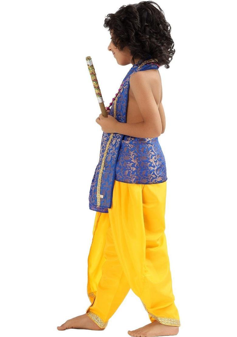 Yellow Woven Design Polyester Costume For Boys  - Indya