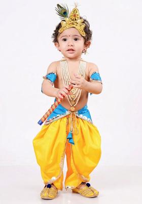 Turquoise Blue Solid Silk Costume For Boys 