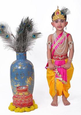 Pink Woven Design Polyester Costume For Boys 