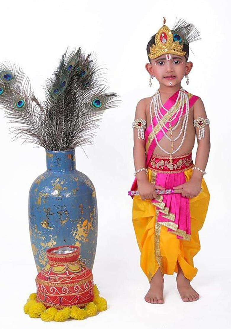 Pink Woven Design Polyester Costume For Boys  - Indya