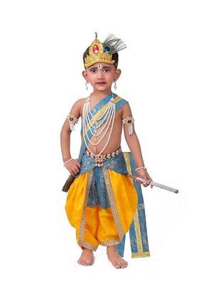 Yellow Woven Design Polyester Costume For Boys 