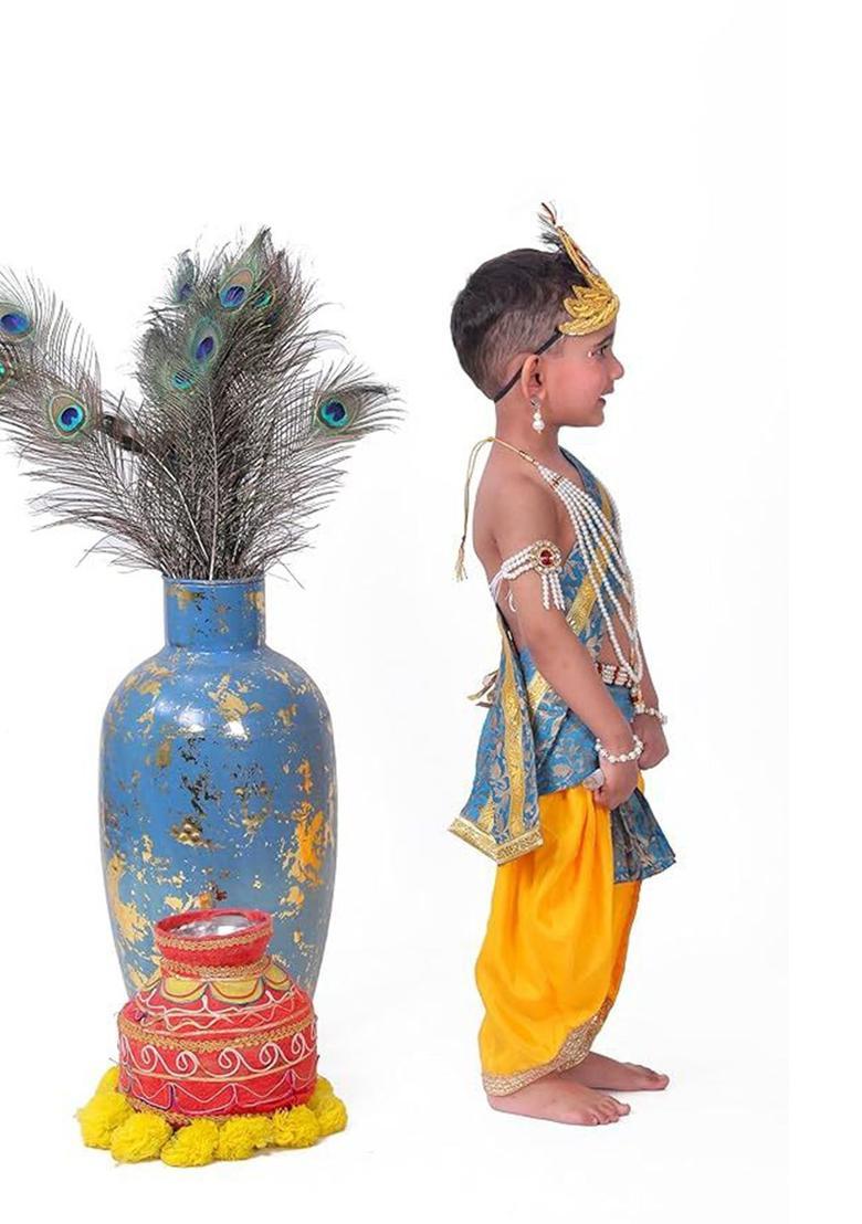 Yellow Woven Design Polyester Costume For Boys  - Indya