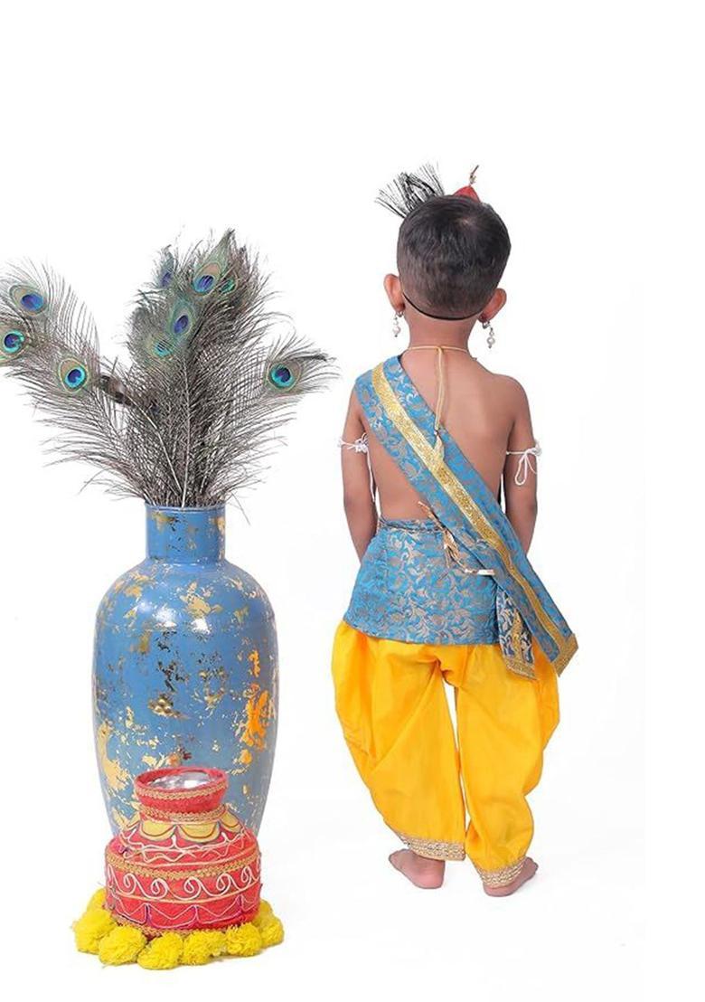 Yellow Woven Design Polyester Costume For Boys  - Indya