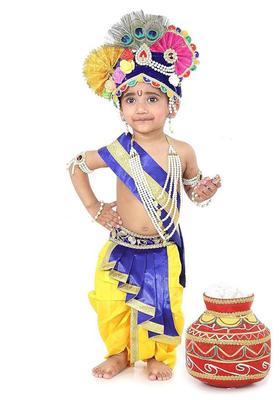 Blue Woven Design Polyester Costume For Boys 