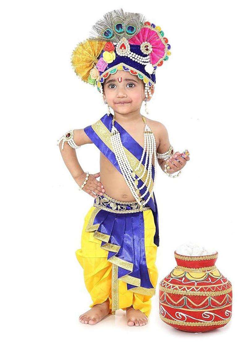 Blue Woven Design Polyester Costume For Boys  - Indya