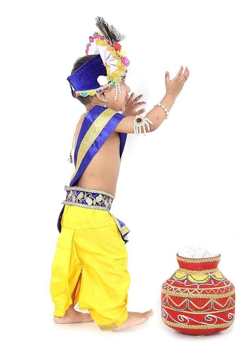 Blue Woven Design Polyester Costume For Boys  - Indya