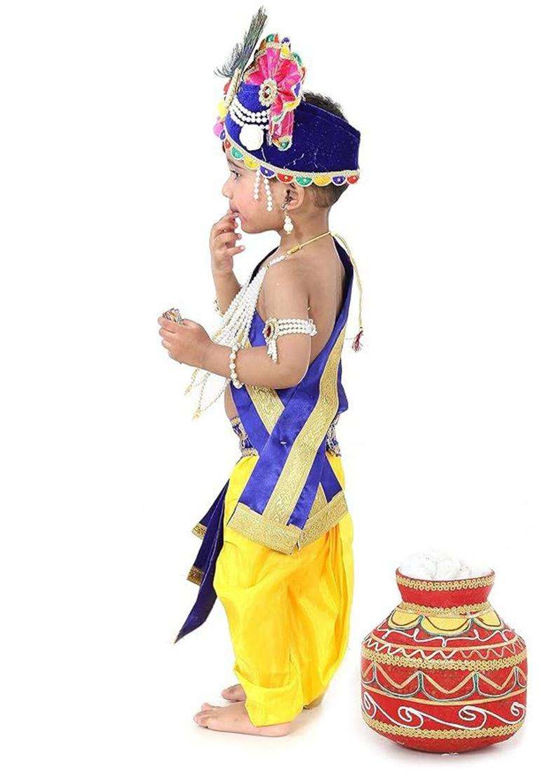 Blue Woven Design Polyester Costume For Boys  - Indya