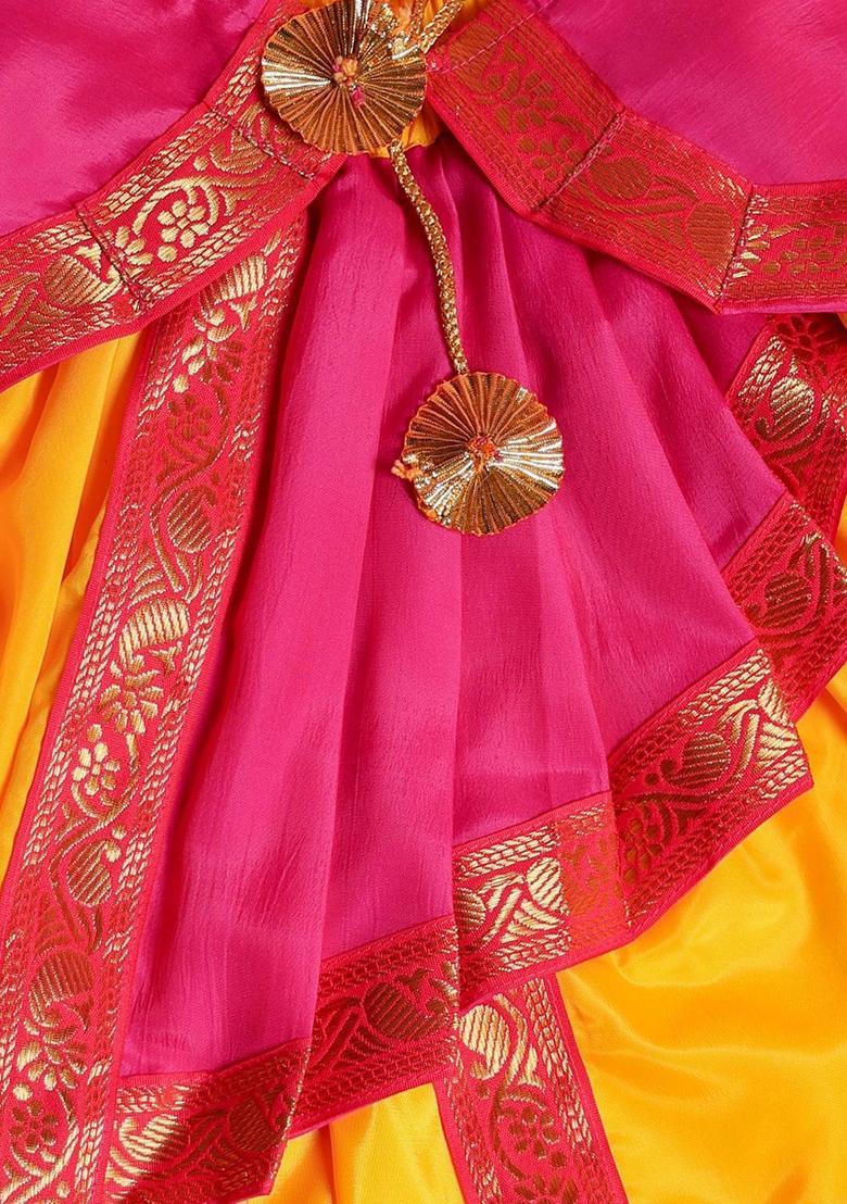 Magenta Solid Silk Costume For Boys  - Indya
