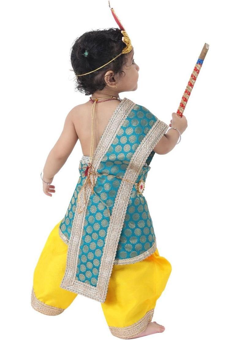 Green Woven Design Cotton Costume For Boys  - Indya