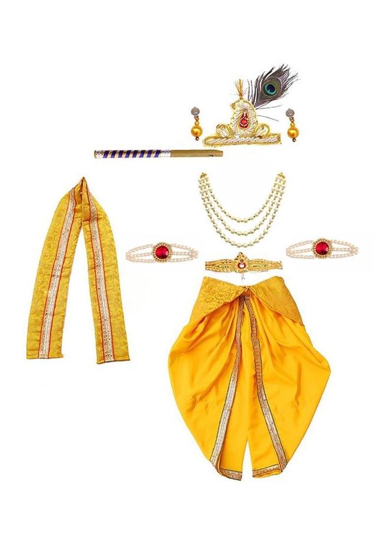 Yellow Woven Design Polyester Costume For Boys  - Indya