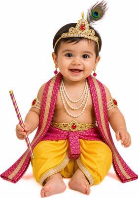 Yellow Self Design Polyester Costume For Boys 