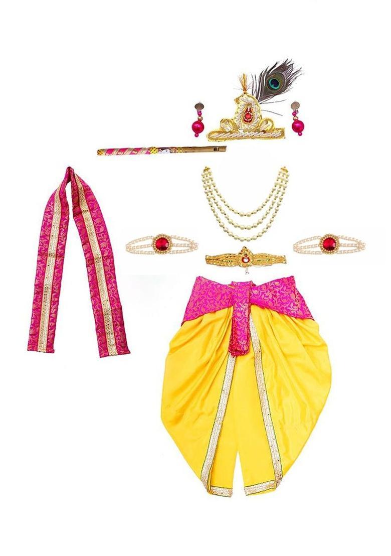 Yellow Self Design Polyester Costume For Boys  - Indya