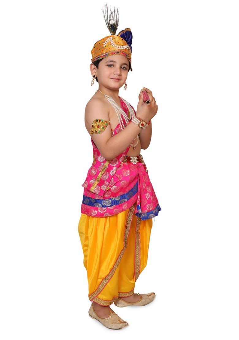 Pink Woven Design Silk Costume For Boys  - Indya