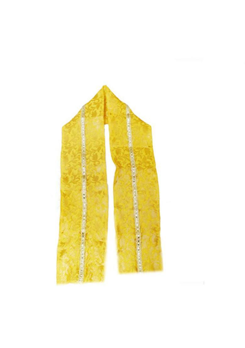 Yellow Woven Design Silk Costume For Boys  - Indya