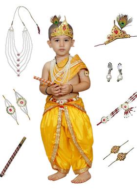 Yellow Woven Design Polyester Costume For Boys 
