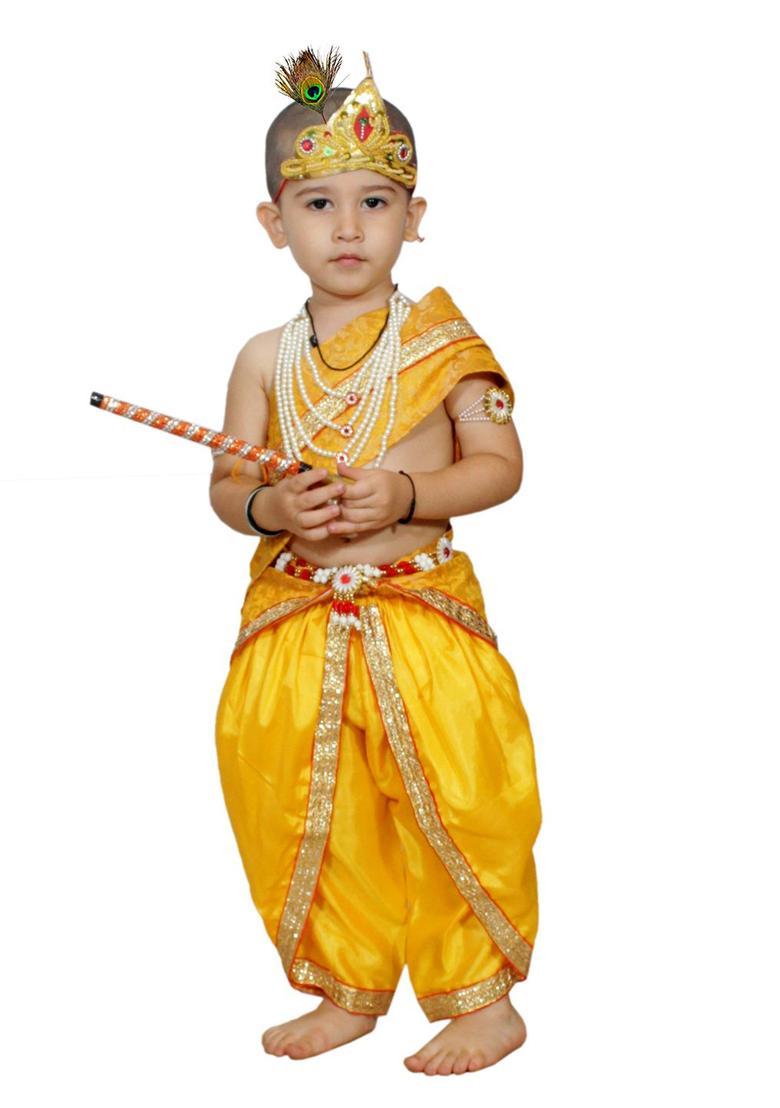 Yellow Woven Design Polyester Costume For Boys  - Indya