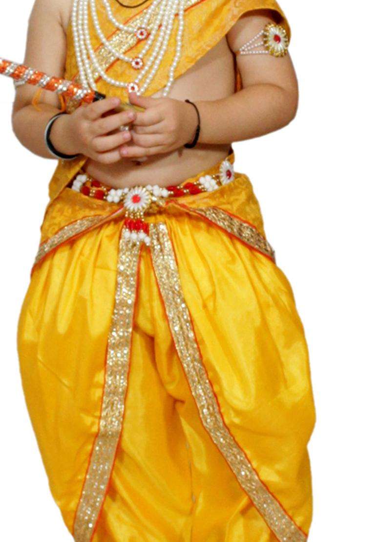 Yellow Woven Design Polyester Costume For Boys  - Indya