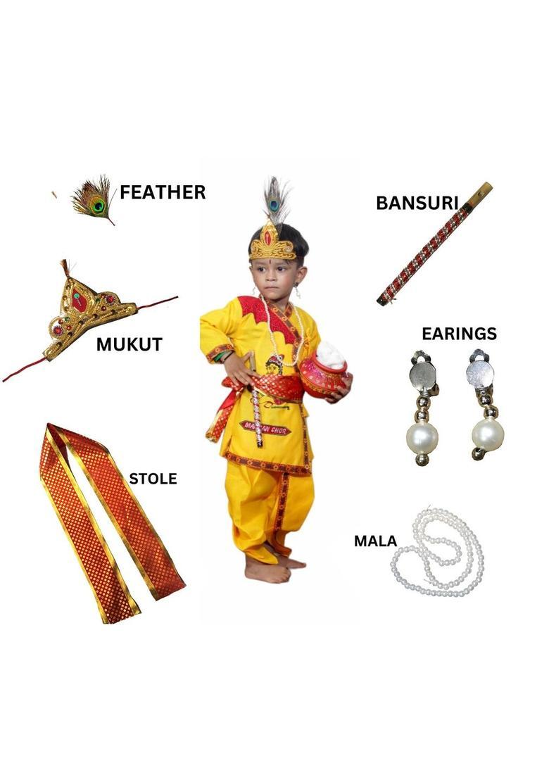 Yellow Printed Polyester Costume For Boys  - Indya