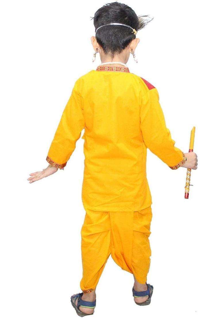 Yellow Printed Polyester Costume For Boys  - Indya